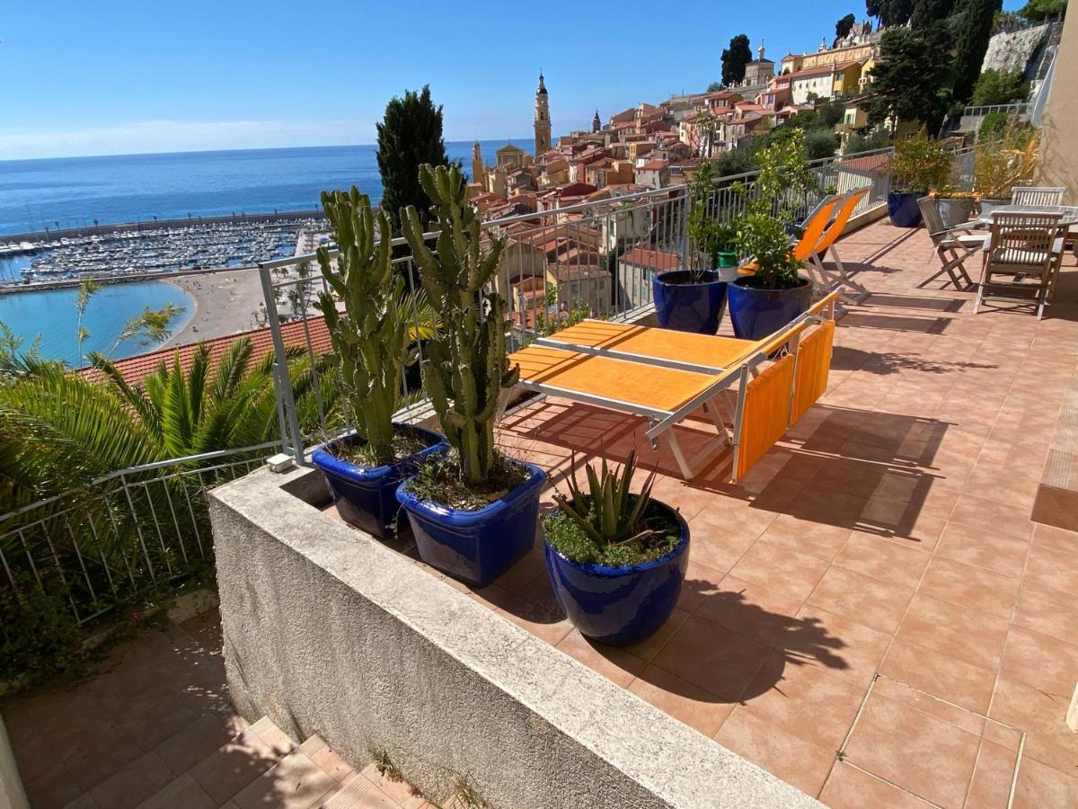 Villa L'Ensoleillee Vue Panoramique Mer, 250 M De La Plage Et Du Centre Ville Ментона Екстериор снимка