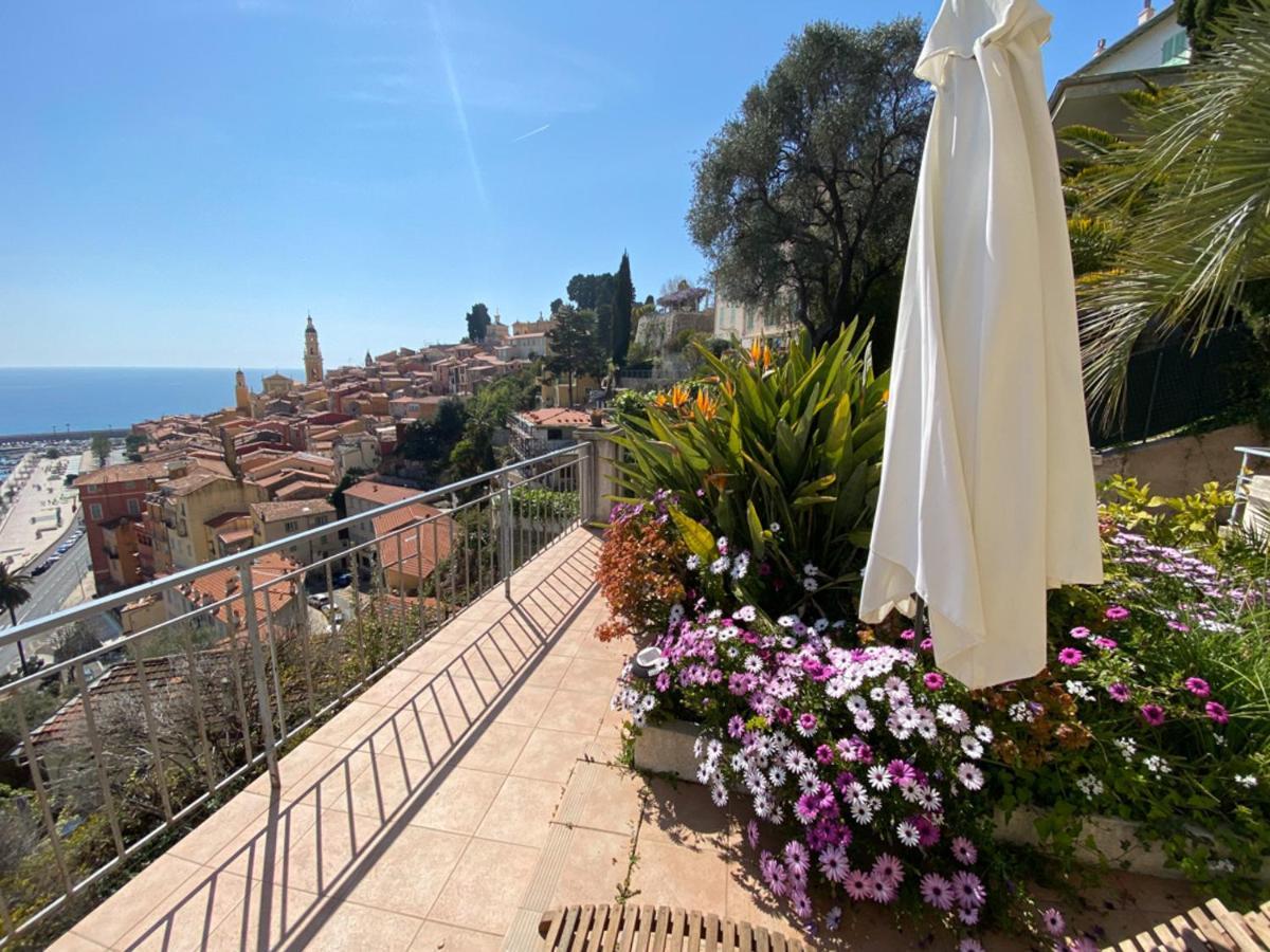 Villa L'Ensoleillee Vue Panoramique Mer, 250 M De La Plage Et Du Centre Ville Ментона Екстериор снимка